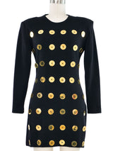 Patrick Kelly Gold Button Mini Dress Dress arcadeshops.com