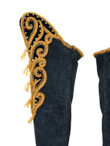 Beaded Suede Gauntlet Gloves Accessory arcadeshops.com