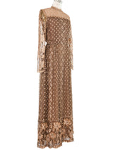 1970s Richilene Embellished Copper Lace Dress Dress arcadeshops.com