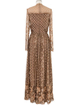 1970s Richilene Embellished Copper Lace Dress Dress arcadeshops.com