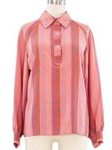 1970s Gucci Dot Printed Silk Blouse Top arcadeshops.com