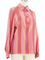 1970s Gucci Dot Printed Silk Blouse Top arcadeshops.com