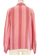 1970s Gucci Dot Printed Silk Blouse Top arcadeshops.com