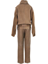 Taupe Embossed Leather Pant Ensemble Suit arcadeshops.com