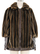 Lilli Ann Striped Faux Fur Jacket Jacket arcadeshops.com
