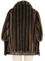 Lilli Ann Striped Faux Fur Jacket Jacket arcadeshops.com