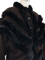 Fur Trimmed Brown Angora Cardigan Jacket arcadeshops.com