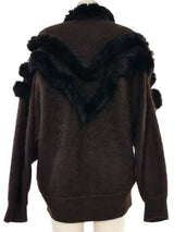 Fur Trimmed Brown Angora Cardigan Jacket arcadeshops.com