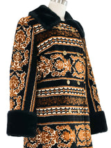 Faux Fur Trimmed Tapestry Peacoat Outerwear arcadeshops.com