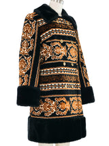 Faux Fur Trimmed Tapestry Peacoat Outerwear arcadeshops.com
