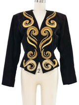 Yves Saint Laurent Beaded Suede Blazer Jacket arcadeshops.com