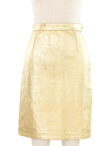 Yves Saint Laurent Goldtone Leather Mini Skirt Jacket arcadeshops.com