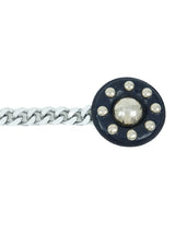 Yves Saint Laurent Navy Studded Leather Buckle Belt Accessory arcadeshops.com