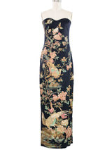 Roberto Cavalli Bird Printed Strapless Gown Dress arcadeshops.com