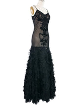 Sue Wong Flutter Lace Mesh Gown Dress arcadeshops.com