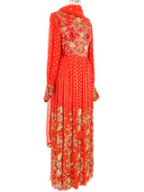1960s Embellished Crimson Indian Silk Dress Dress arcadeshops.com
