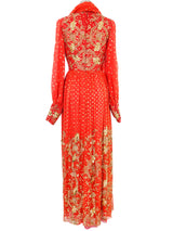 1960s Embellished Crimson Indian Silk Dress Dress arcadeshops.com