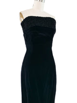1993 Yeohlee Velvet Boucle Trim Strapless Dress Dress arcadeshops.com