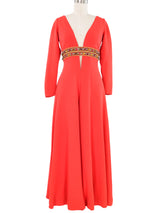 Travilla Embellished Coral Jumpsuit Jumpsuit arcadeshops.com