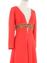 Travilla Embellished Coral Jumpsuit Jumpsuit arcadeshops.com