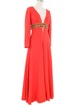 Travilla Embellished Coral Jumpsuit Jumpsuit arcadeshops.com