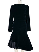 Ruched Velvet Flared Midi Dress Dress arcadeshops.com