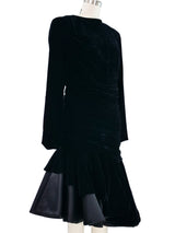 Ruched Velvet Flared Midi Dress Dress arcadeshops.com