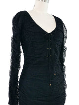 Roberto Cavalli Ruched Lace Dress Dress arcadeshops.com
