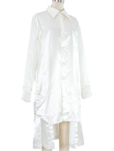 2018 Comme des Garcons White Satin Shirt Dress Dress arcadeshops.com