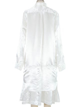 2018 Comme des Garcons White Satin Shirt Dress Dress arcadeshops.com
