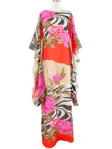 1970s Hanae Mori Kimono Sleeve Cotton Gown Dress arcadeshops.com