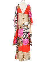 1970s Hanae Mori Kimono Sleeve Cotton Gown Dress arcadeshops.com