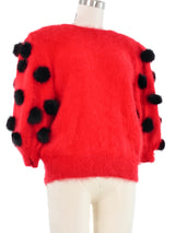 Red Angora Polka Dot Sweater Top arcadeshops.com