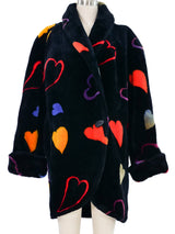 Donnybrook Multicolor Heart Motif Faux Fur Coat Outerwear arcadeshops.com