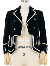 Lace Accented Cropped Velvet Jacket Jacket arcadeshops.com