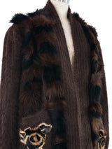 Fur Applique Brown Angora Cardigan Jacket arcadeshops.com