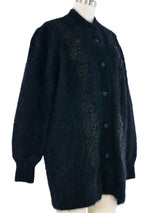 Embellished Black Angora Cardigan Jacket arcadeshops.com