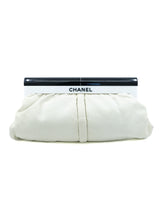 Chanel Ivory Leather Lucite Handle Clutch Accessory arcadeshops.com
