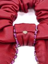 Chanel Red Leather Bow Scrunchie Accessory arcadeshops.com