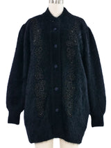 Embellished Black Angora Cardigan Jacket arcadeshops.com
