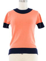 1997 Chanel Peach Knit Cardigan Set Top arcadeshops.com