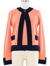 1997 Chanel Peach Knit Cardigan Set Top arcadeshops.com