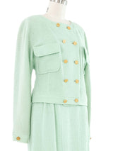1980s Chanel Mint Double Breasted Skirt Suit Suit arcadeshops.com