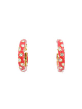Oscar de la Renta Red Rhinestone Hoop Earrings Jewelry arcadeshops.com