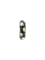 Oscar de la Renta Embellished Black Hoop Earrings Jewelry arcadeshops.com