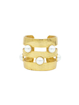 Oscar de la Renta Pearl Studded Openwork Cuff Jewelry arcadeshops.com