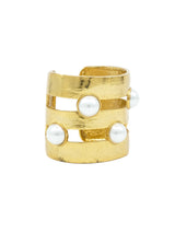 Oscar de la Renta Pearl Studded Openwork Cuff Jewelry arcadeshops.com