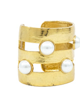 Oscar de la Renta Pearl Studded Openwork Cuff Jewelry arcadeshops.com