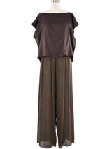 Zoran Brown Silk Pant Ensemble Suit arcadeshops.com