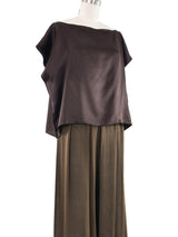 Zoran Brown Silk Pant Ensemble Suit arcadeshops.com